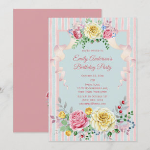 Invitation Anniversaire floral Vintage de Shabby Chic
