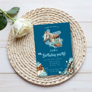 Invitation anniversaire Floral Western Horse – Nui
