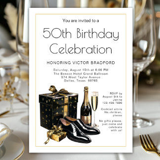 Invitation Anniversaire Formel Or Noir Hommes