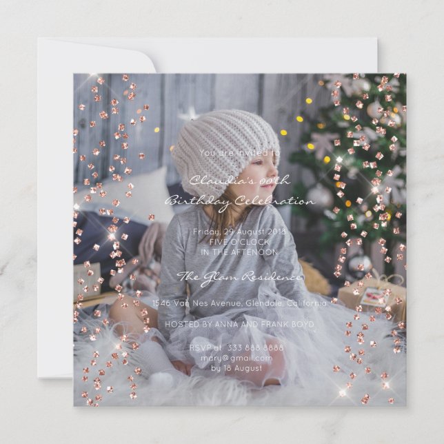 Invitation Anniversaire Foto Formelle Confetti Spark (Devant)