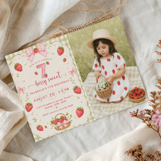Invitation Anniversaire fraise Berry Sweet 7 ans