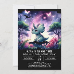 Invitation Anniversaire Fun de Triceratops Préhistorique