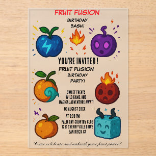 Invitation anniversaire Fusion de Fruits   Coloré 