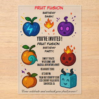 Invitation anniversaire Fusion de Fruits | Coloré