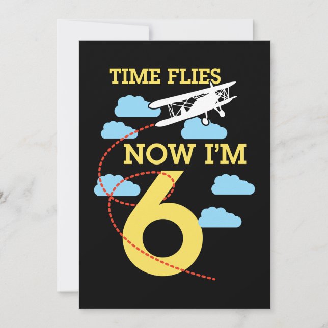 Invitation Anniversaire Garçon 6 ans Avion (Devant)