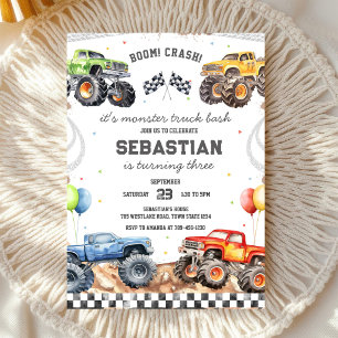 Invitation Anniversaire Garçon Bash Boom Smash Crash Monster 