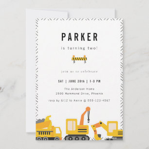 Invitation Anniversaire Garçon Camions de Construction