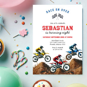 Invitation Anniversaire Garçon Course de Moto Motocross Vélo 