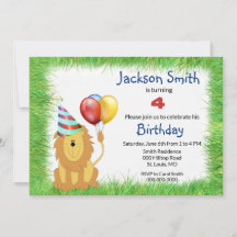 Invitation Anniversaire Garçon Lion de Dessin Anim