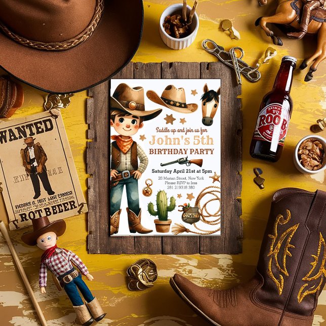 Invitation Anniversaire Garçon Western Rodeo Cowboy (Créateur téléchargé)