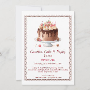 Invitation Anniversaire Gâteau en Aquarelle – choc
