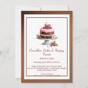 Invitation Anniversaire Gâteau en Aquarelle – choc