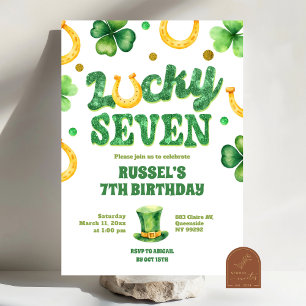 Invitation Anniversaire Glitter Lucky Seven St Patrick