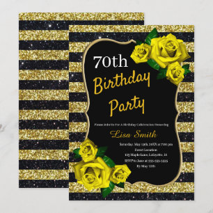 Invitation Anniversaire Gold Black Stripes Parties scintillan