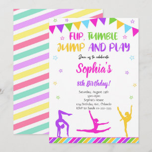 Invitation Anniversaire Gymnastique Flip Tumble