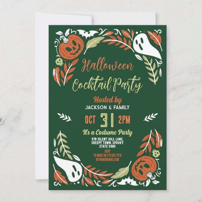Invitation Anniversaire Halloween Citrouille Party Ghosts Coc (Devant)