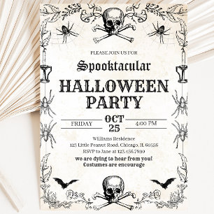 Invitation Anniversaire Halloween Crâne Vintage