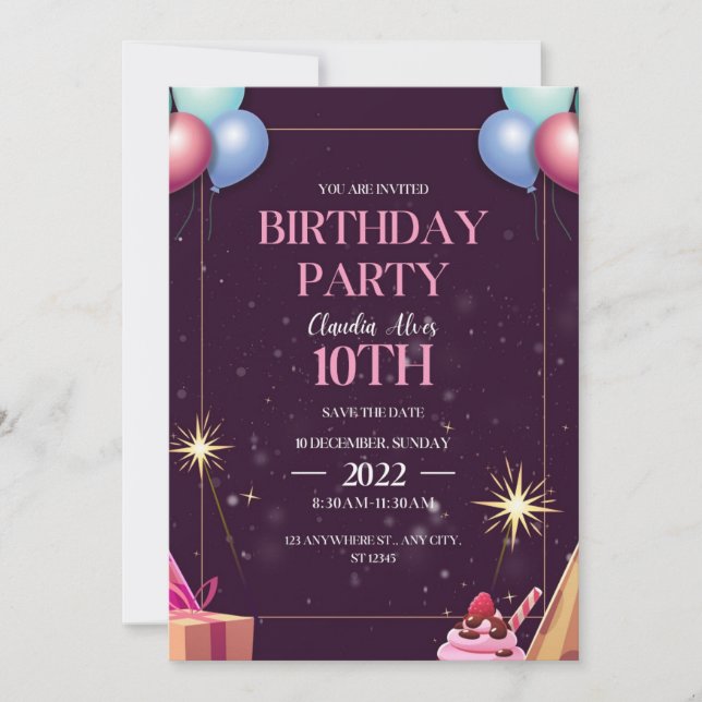 Invitation anniversaire heureux (Devant)