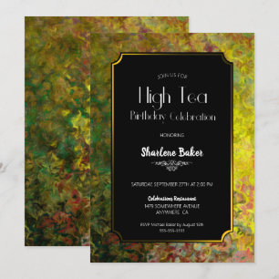 Invitation Anniversaire High Tea Black and Gold Party