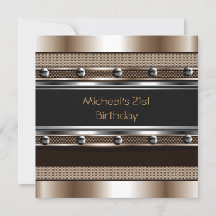 Invitation Anniversaire Homme 21 Ans Fête Métal Noir pour Hom