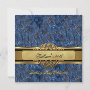 Invitation Anniversaire Homme Bleu Noir Or pour Ho