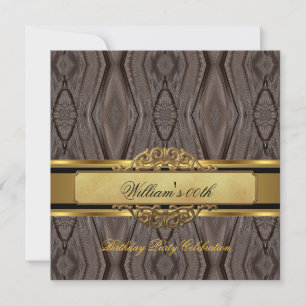 Invitation Anniversaire homme marron noir or fête homme