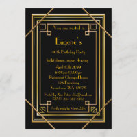 Anniversaire homme, or Gatsby style, noir