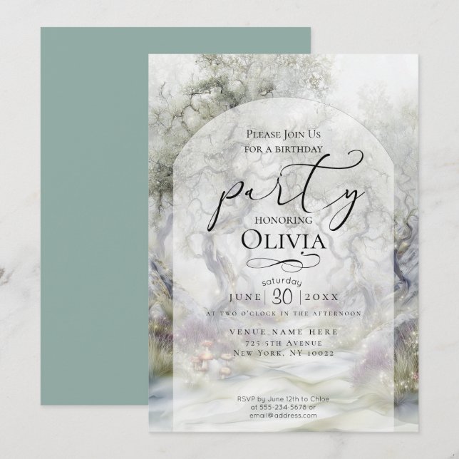 Invitation ANNIVERSAIRE | Imaginaire Whispering Woods (Devant / Derrière)