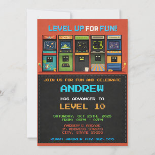 Invitation Anniversaire Jeu Vidéo Arcade Personnalisé