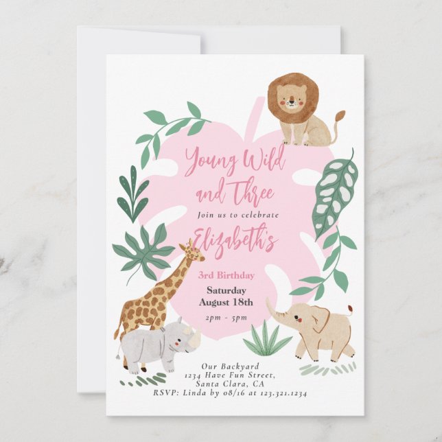 Invitation Anniversaire Jeune Sauvage Et Trois Fil (Devant)