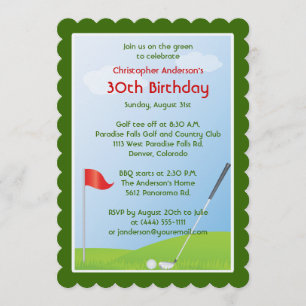 Invitation Anniversaire jouant au golf de boule et de drapeau