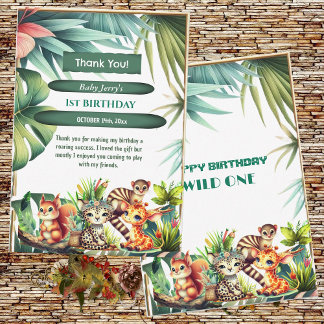 Invitation Anniversaire Jungle Safari Tropical Fol