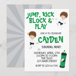 Invitation Anniversaire Karaté Ninja Vert 