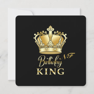 Invitation Anniversaire King Gold Couronne Royal Monogramme L