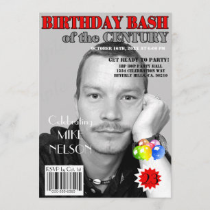 Invitation Anniversaire Le Magazine Bash Red Grey Couvre N'Im