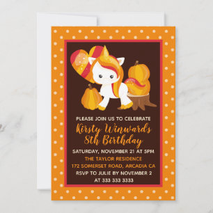 Invitation Anniversaire Licorne Citrouille de Thanksgiving