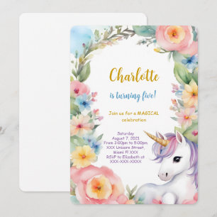 Invitation Anniversaire Licorne Florale