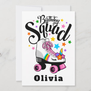 Invitation Anniversaire, licorne, roller skate