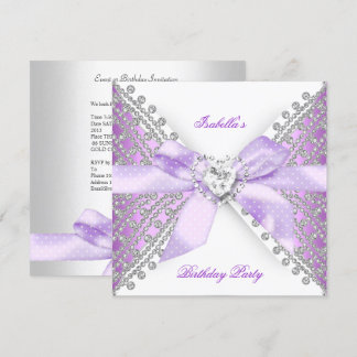 Invitation Anniversaire Lilac Purple Silver White Diamond
