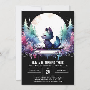 Invitation Anniversaire Loup Élégant et Fantaisiste