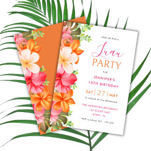 Invitation Anniversaire Luau Floral Tropical Luxuriant Gras
