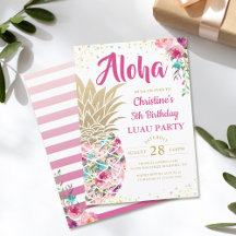 Anniversaire Luau Floral Tropical Rose Gold Pineap