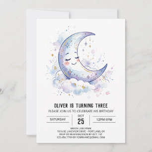 Invitation Anniversaire Lune Étoiles Célestes