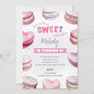 Invitation Anniversaire Macaron en forme de Cœur C