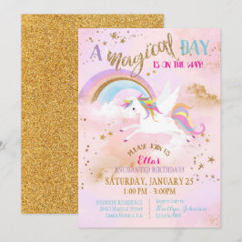 Invitation Anniversaire magique de l'Unicorne Pegasus