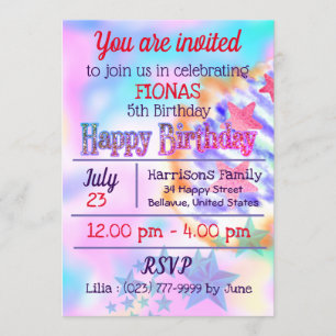 Invitation Anniversaire magique de Sparkle Pastel à l'arc-en-