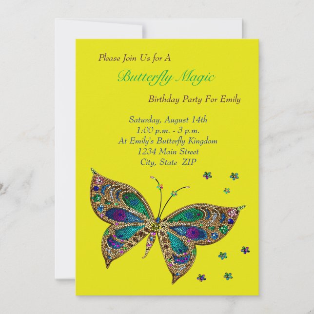 Invitation Anniversaire magique des papillons (Devant)