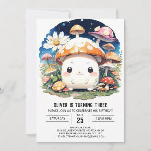 Invitation Anniversaire magique du petit champignon enchanté
