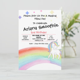 Invitation Anniversaire Magique Rainbow Unicorn