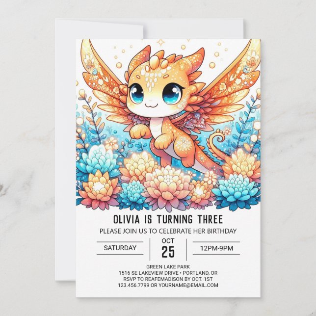 Invitation Anniversaire Majestic Boho Dragon (Devant)